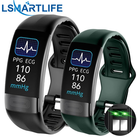 Pulsera inteligente P11 Plus, ECG + PPG, correa de seguimiento de ritmo cardíaco y presión arterial, rastreador de Fitness, podómetro, deportiva, resistente al agua ► Foto 1/6