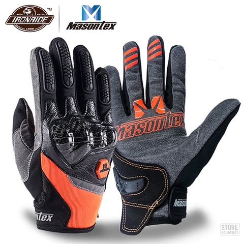 Masontex-Guantes de fibra de carbono para motocicleta, de dedo completo, para Motocross, con pantalla táctil, transpirables, Guantes de Moto ► Foto 1/6