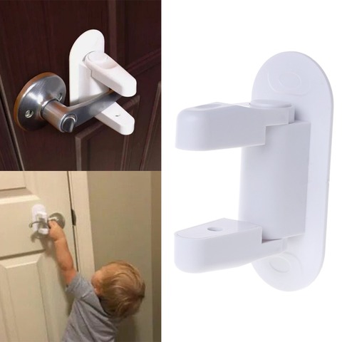 Palanca de Cerradura de seguridad para bebés para puerta de niños recién nacidos, manija de protección para puertas, adhesivo Universal Compatible con profesionales ► Foto 1/6