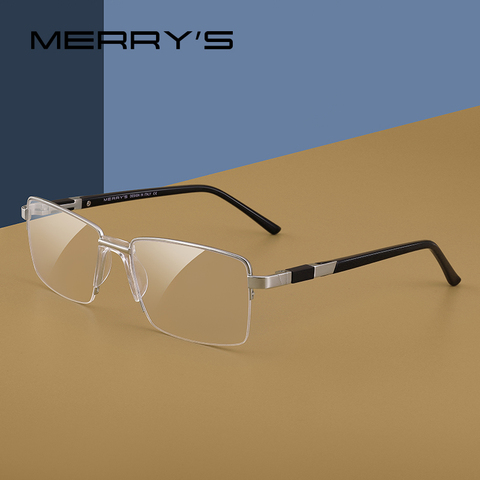 MERRYS-Montura de gafas de aleación de titanio de diseño para hombre, anteojos con montura media óptica, estilo de negocios, ultraligeros, graduadas para miopía, S2185 ► Foto 1/1