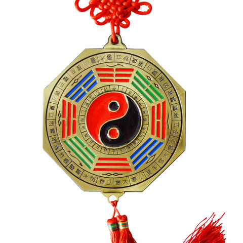 La suerte del zodiaco chino nudo Feng Shui Bagua Tai chi FengShui espejo talismán taoísta energía a casa decoración 24 solar con ► Foto 1/6