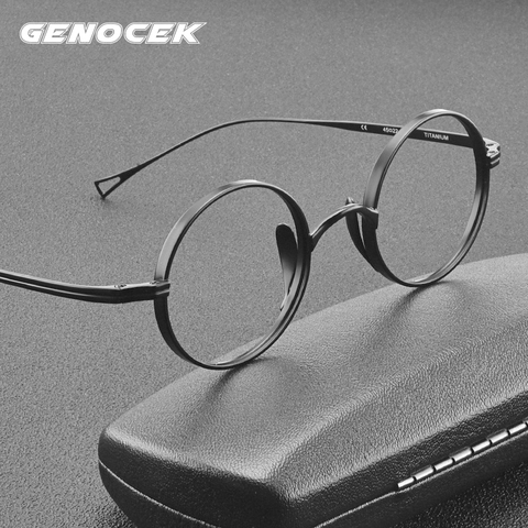 Montura de gafas ópticas redondas para hombre y mujer, montura de gafas de titanio puro Vintage, montura de gafas graduadas para miopía, gafas pequeñas de marca de lujo, 2022 ► Foto 1/6