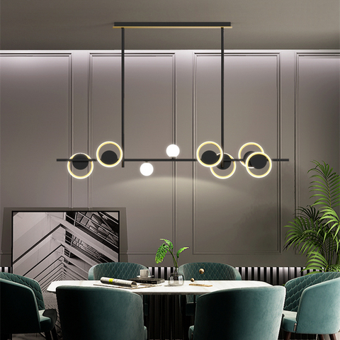 Candelabro de LED NEGRO nórdico para Decoración de cocina, luces colgantes modernas y simples para Bar y comedor, 220-240V ► Foto 1/6