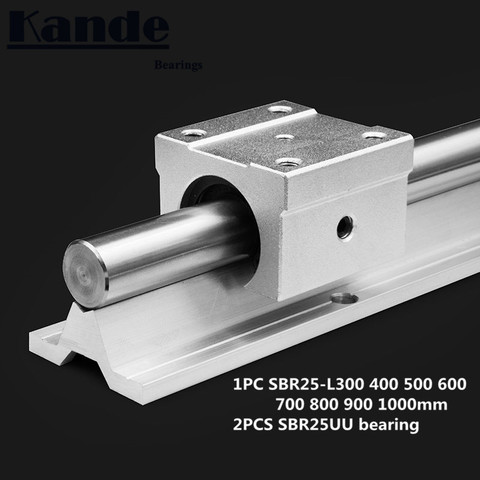 Carril lineal 25mm SBR25-300, 400, 500, 600, 700, 800, 900, 1000 mm 1 pc guía lineal SBR25 + 2 uds SBR25UU bloques para CNC ► Foto 1/6