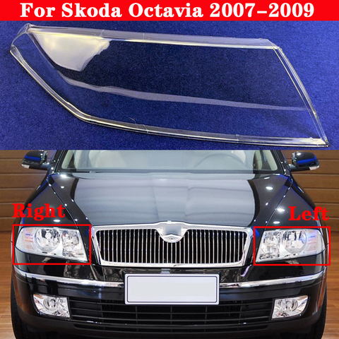 Cubierta de faro delantero de coche Auto faro pantalla para Skoda Octavia 2007-2009 Lampcover linterna para cabeza cubre Lente de Cristal Shell ► Foto 1/5