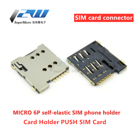 Reemplazo de conector de ranura micro Soporte para tarjeta SIM, KA-285, 6 pines ► Foto 1/3