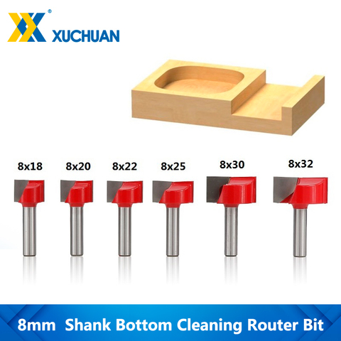 1pc 8mm vástago 18/20/22/25/30/32mm Router de limpieza inferior poco de carburo CNC Molino de extremo Fresa de madera ranura T Router Bit ► Foto 1/6