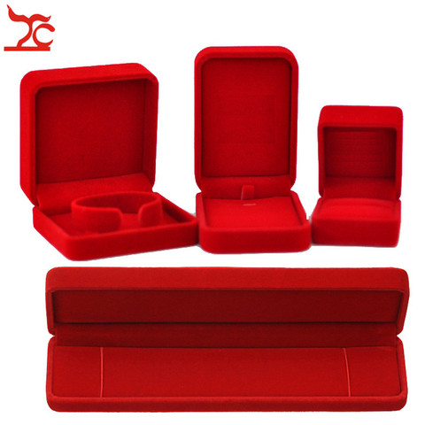 Caja de almacenamiento de joyería de boda, anillo de terciopelo rojo increíble, pendientes, collar, colgante, pulsera, organizador de almacenamiento, caja de regalo ► Foto 1/6