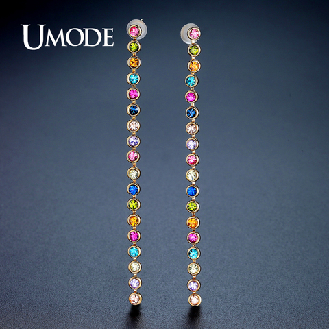 UMODE-Pendientes largos de cristal con diamantes de imitación para Mujer, joyería colorida, regalos de Navidad, UE0330 ► Foto 1/6