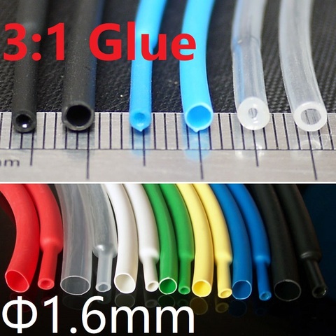 2M 1,6/2,4/3,2/4,8/6,4/7,9/9,5/12,7mm de doble pared tubo de encogimiento de calor grueso pegamento 3:1 tubo retráctil adhesivo de envoltura de alambre Kit ► Foto 1/2