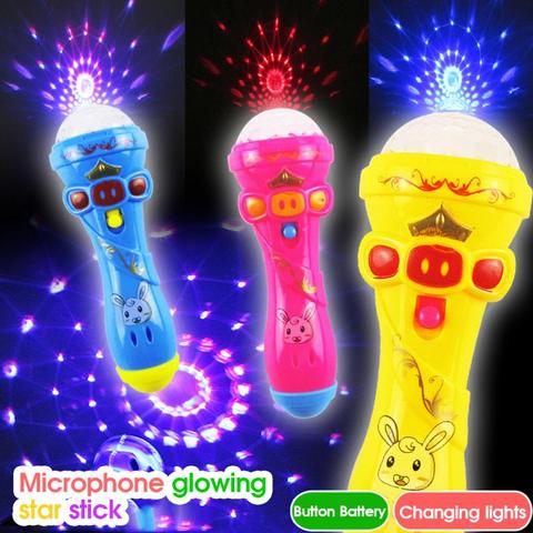 Luz LED de juguete para niños, luz con proyección intermitente, micrófono, forma de antorcha, juguete para regalo, TSLM1 ► Foto 1/6