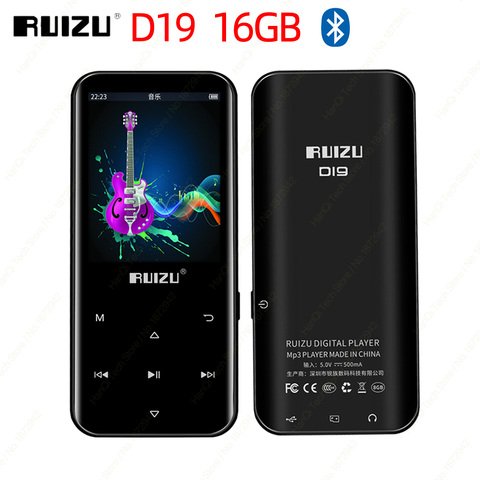 RUIZU-reproductor MP3 D19 con Bluetooth, 16GB, Walkman de Audio portátil, reproductor de música MP3 con FM, grabadora, E-Book, podómetro ► Foto 1/6