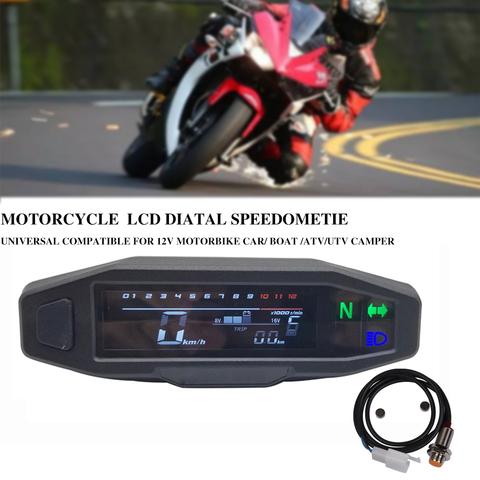 Velocímetro digital para motocicleta, medidor de odemímetro de inyección eléctrica y carburador, LCD, ruso, KR200 ► Foto 1/6