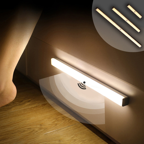 Lámpara con Sensor de movimiento para armario, luz Led recargable, iluminación de escaleras, imán debajo del armario, USB, linterna nocturna magnética ► Foto 1/6