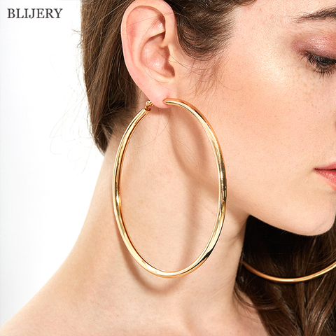 BLIJERY-pendientes de aro grandes para mujer, aretes grandes de baloncesto, redondos y gruesos, joyería Punk ► Foto 1/6