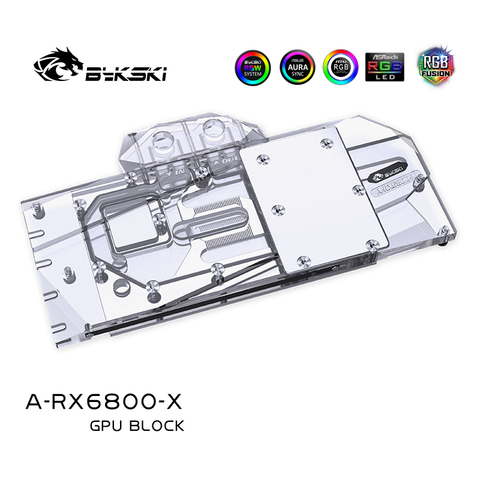 Bykski-bloque de agua para AMD Radeon RX6800 / 6800XT RDNA2 edición de referencia, tarjeta GPU/radiador de cobre de cubierta completa/luz RGB ► Foto 1/6