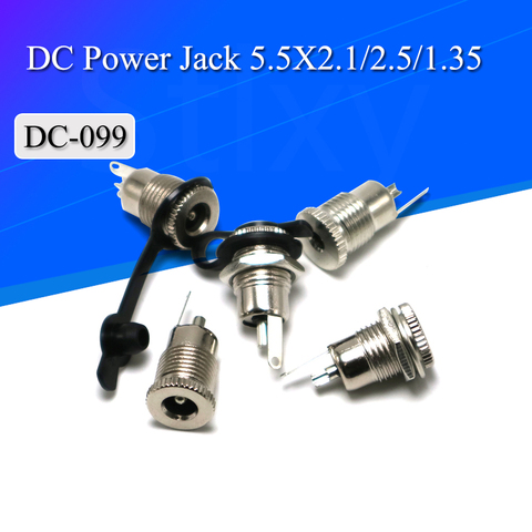 2 uds DC-099 5,5mm x 2,1mm x 2,5mm 1,3mm DC Power Jack hembra DC099 hembra conector de montura de Panel de Metal 5,5*2,1*5,5*2,5 ► Foto 1/6