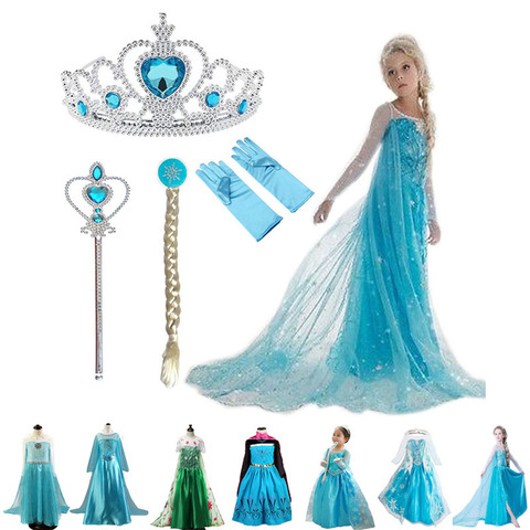 Elsa vestido niñas princesa vestidos Elza adolescentes vestidos infantiles para Niñas Ropa de niños Elsa Anna FIESTA DE LA REINA DE LA nieve Cosplay ► Foto 1/6