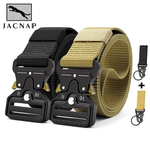 JACNAIP-cinturones militares tácticos para hombre, cinturón de nailon ajustable del ejército para trabajo pesado, cinturón de hebilla de Metal para policía al aire libre, 125/135CM/ancho 3,8 ► Foto 1/6