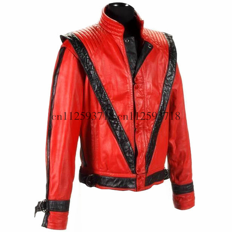 Chaqueta de estilo Thriller MJ Michael Jackson, de cuero sintético rojo ► Foto 1/2