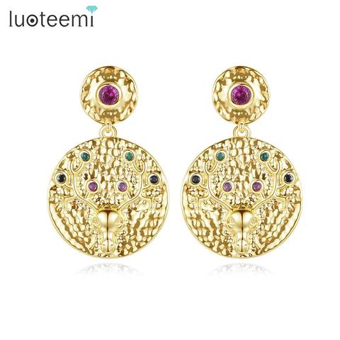 LUOTEEMI caída pendientes para las mujeres ciervo sica patrón Multicolor pequeño Zirconia cúbica joyería de moda saliendo de regalos de navidad ► Foto 1/6