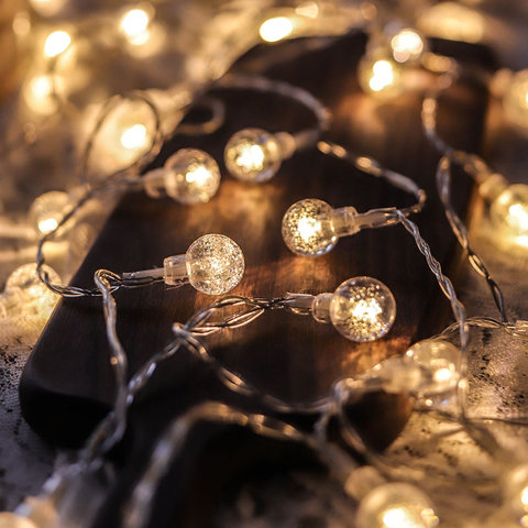 Guirnalda de luces LED con batería para decoración de interiores, tira de lámparas de burbujas de gysophila, recargable por USB, ideal para vacaciones, Navidad y boda ► Foto 1/6
