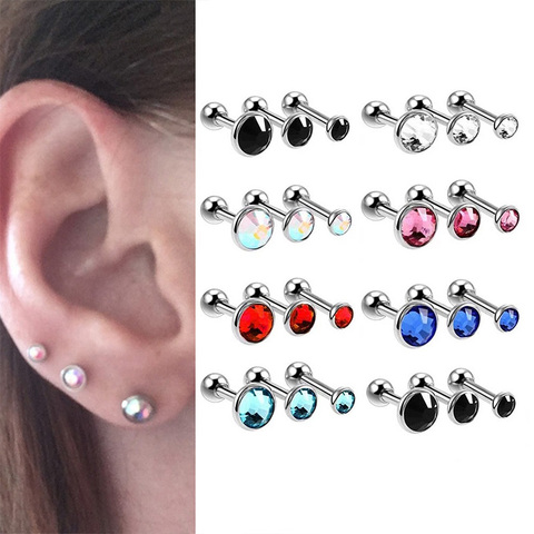 3 unids/set Acero quirúrgico pendiente para las mujeres Cartílago del trago Piercing de barras pendientes mezclados, 3mm 4mm 5mm ► Foto 1/6