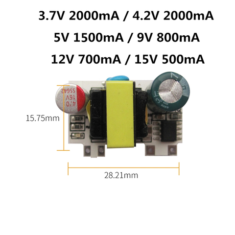 AC-DC 3,7 V/4,2 V 2000mA /5V 1700mA 9V 9V 800mA 8,5 W baja ondulación módulo del interruptor de la fuente de alimentación AC-DC aislamiento módulo de entrada ► Foto 1/4