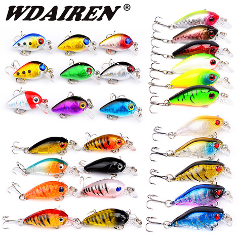 Colores mezclados de atraer a la pesca Minnow cebos de Wobbler Crankbaits triple Anzuelos Pesca equipo de pesca Artificial de plástico cebo duro Kit ► Foto 1/6