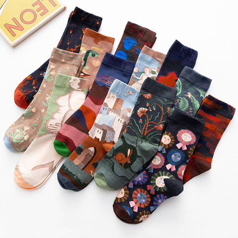 Calcetines divertidos de algodón para hombre y mujer, calcetín informal de Color, a la moda, para Navidad, Harajuku ► Foto 1/6