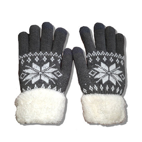 Guantes cálidos de lana para invierno para hombre y mujer, guantes tejidos para las muñecas, patrón de punto de copo de nieve, esquí de dedo completo y guante de pantalla táctil, 2022 ► Foto 1/6