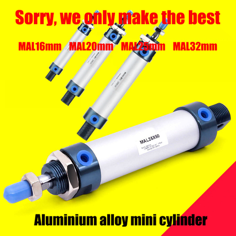 Mini cilindro neumático mal16/20/25/diámetro 32mm, aleación de aluminio 100, putter 100, cilindro redondo, cilindro pequeño de 16x20mm ► Foto 1/1