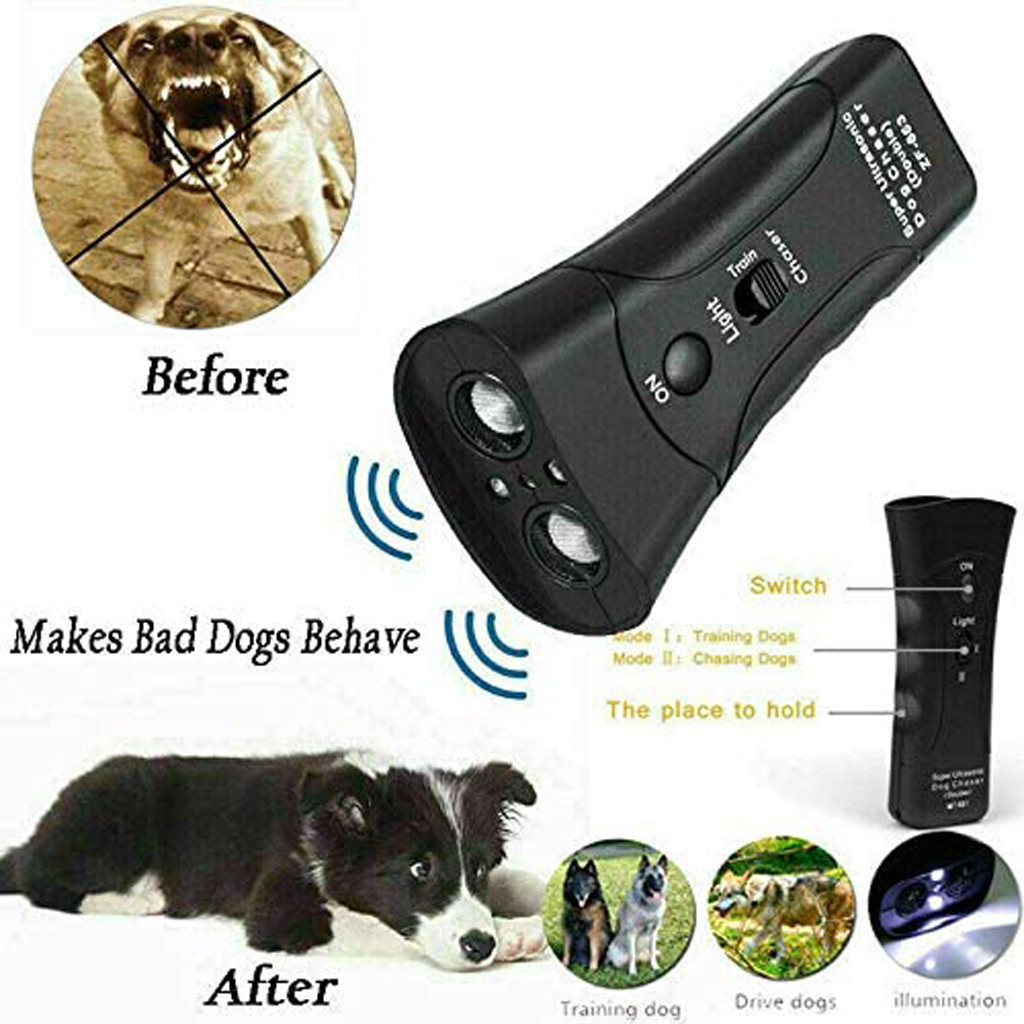 Silbato repelente para perros, dispositivo de entrenamiento antiladridos,  LED ultrasónico, 3 en 1 - AliExpress