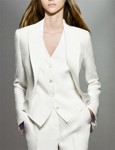 Trajes blancos de 3 piezas para mujer, traje OL para mujer, chaqueta, pantalones y chaleco, conjunto para mujer ► Foto 1/6