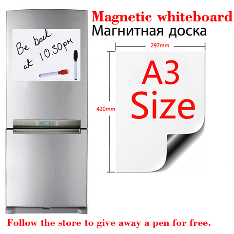 A3 tamaño pizarra magnética suave casa Oficina cocina seco borrar blanco juntas Flexible Pad pegatinas Memo mensaje Junta ► Foto 1/6