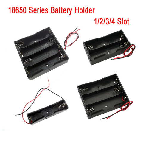 Estuche de batería de 1/2/3/4 x caja de almacenamiento de la batería 18650, contenedor de Clip de baterías DIY con cable de plomo de 3,7 V ► Foto 1/6