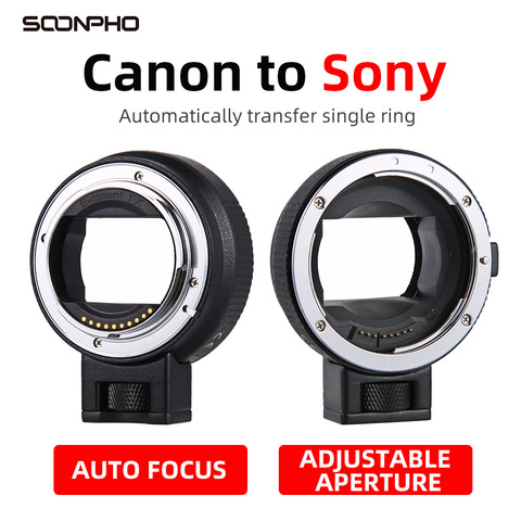 Adaptador de montaje para lentes Sony Canon EF EF-NEX, enfoque automático, lente de EF-S a e-mount NEX A7 A7R A7s NEX-7 5, marco completo de cámara ► Foto 1/6