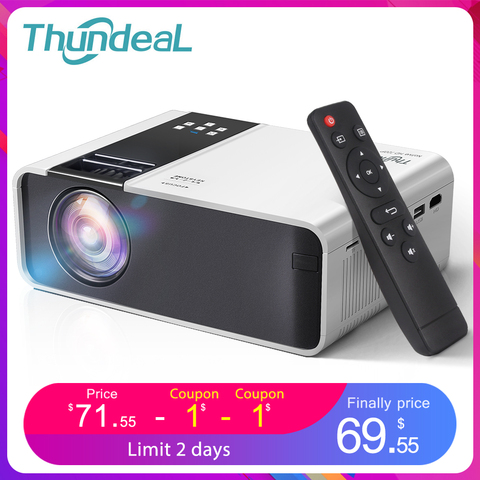 ThundeaL HD Mini Proyector TD90 nativa de 1280 x 720P LED Android WiFi Proyector de vídeo soporta 1080p HD doméstico cine en casa 3D HDMI juego de la película  pantalla grande de Proyector,compatible con AC3 ► Foto 1/6