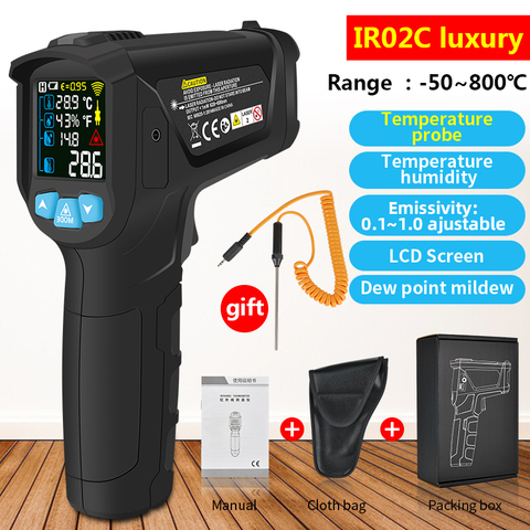 Termómetro infrarrojo digital, medidor de temperatura IR-LCD láser sin contacto, higrómetro, pirómetro ► Foto 1/6
