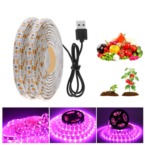 Luz LED para cultivo de plantas, tira de luz LED de 2M, 3M, 5M, cinta Flexible DC5V, 2835LED, Fito, lámparas para crecimiento de plantas, invernadero, hidropónico ► Foto 1/1