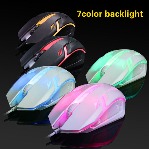 Marca nuevo de 7 colores retroiluminado con LED ratón de juego de cable USB ratón óptico de 2000dpi ergonomía portátil Mouse para video juegos de Pc ► Foto 1/6