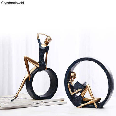 Estatua de resina para chica haciendo Yoga, figuritas nórdicas, escultura artesanal creativa, mueble de TV para sala de estar, adornos para decoración del hogar ► Foto 1/6