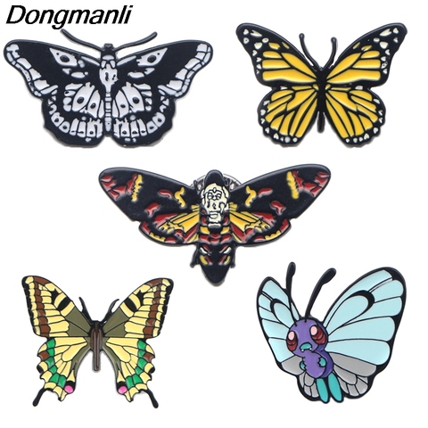 Dongmanli-broches de Metal P4101 para mujer, joyería de mariposa, polilla, esmalte, marca de moda, Pin, mochilas, bolsos, insignia, regalos ► Foto 1/6