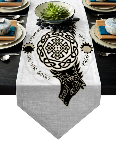 Camino de mesa moderno de alta precisión para decoración del hogar, mantel para fiesta de boda, Totem, Lobo, Vikingo ► Foto 1/6