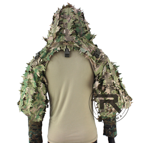 ROCOTACTICAL-traje Ghillie táctico transpirable, campana Viper con rayas de hojas 3D, capa de francotirador para juego de guerra, caza, CS ► Foto 1/6