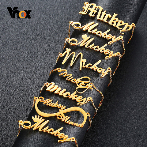 Collares de nombre personalizados Vnox, Gargantilla de acero inoxidable sólido para mujer, colgante de moda, regalo especialmente único personalizado ► Foto 1/6