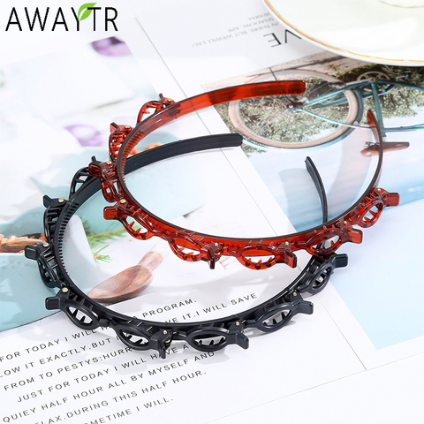 AWAYTR-Diadema Unisex de Alicia para hombre y mujer, banda deportiva para el cabello, aro de Metal, doble flequillo, horquilla para peinado, accesorios para el cabello ► Foto 1/6