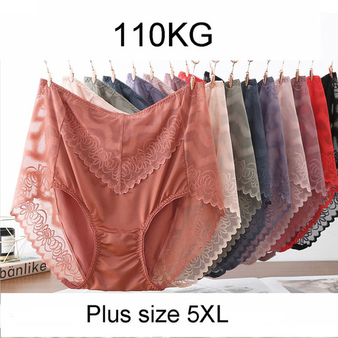 Lencería Sexy para mujer Bragas Super gran tamaño ropa interior Mujer ropa interior de cintura alta de encaje Ropa interior talla grande 5XL breve ► Foto 1/6