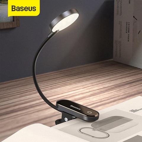 Baseus-Lámpara LED portátil con clip y recargable por USB, luz con sistema de enganche ideal para iluminar el teclado del ordenador, el escritorio y leer de noche, iluminación que protege los ojos ► Foto 1/6