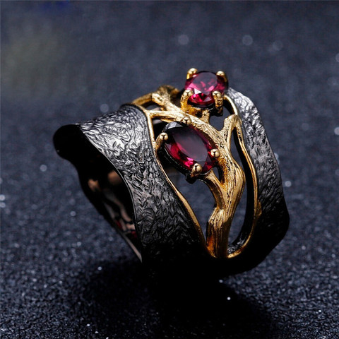 2022 nueva moda personalidad rojo Retro granate anillo para mujer anillo de compromiso joyería para fiesta y boda ► Foto 1/6